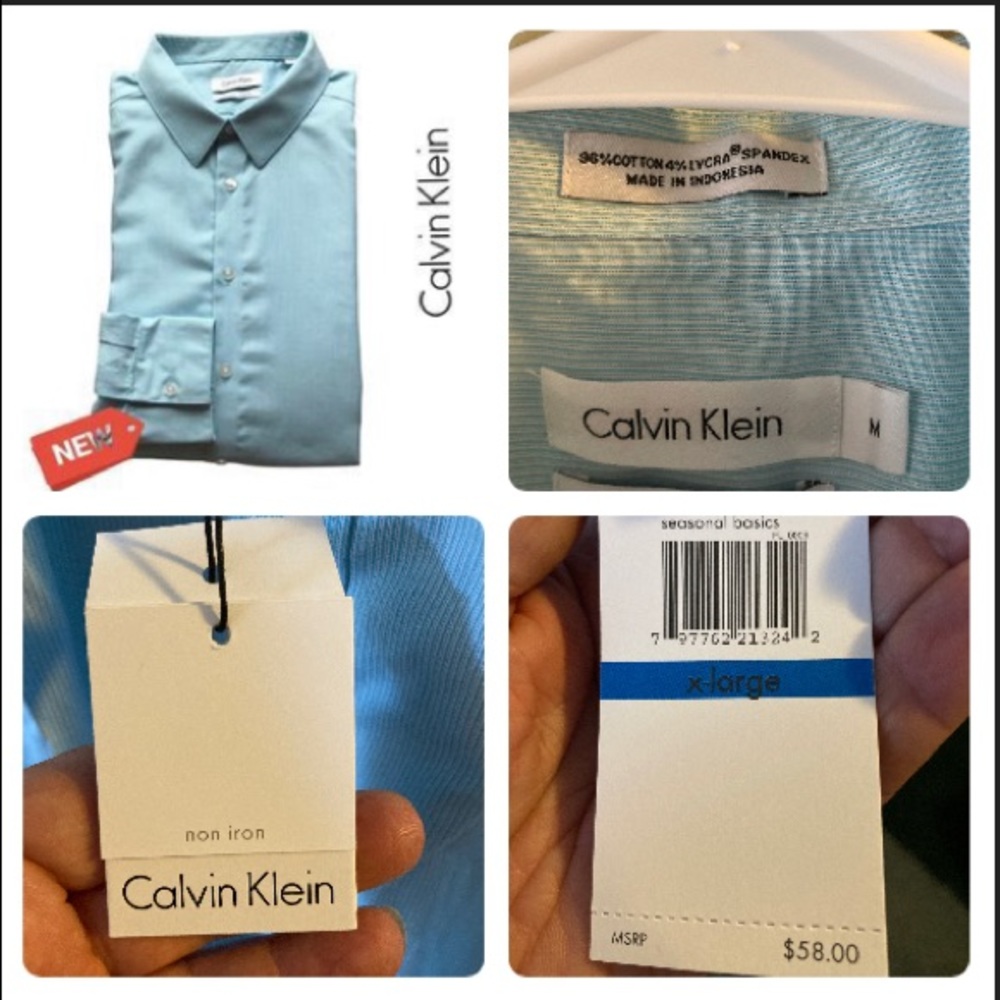 Calvin Klein no iron long sleeve pinstripe dress shirt